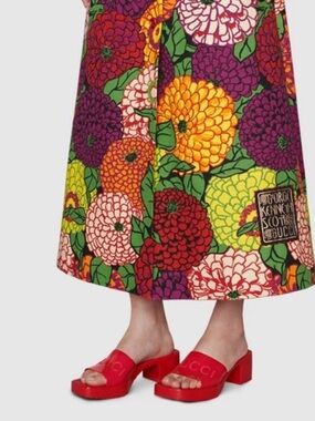 Gucci Women’s Slide Sandals Hibiscus Red Used 39
